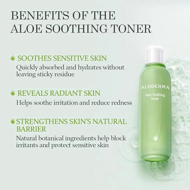 Aloderma Essential Aloe Soothing & Repairing Skin Care Set - 4 Pieces - Gel, Cleanser, Toner, Cream - Product Image