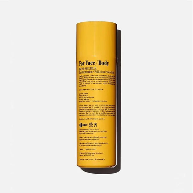 Nécessaire The Mineral Sunscreen SPF 30 PA+++. For The Body. Broad Spectrum. Zinc Oxide, Hyaluronic Acid, Niacinamide. Hyd...