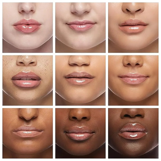 3 PACK Lip Oil Gloss, Hydrating Non-Sticky Lip Oil, 100% Natural Oil Clear Lip Gloss, Lightweight Lip Moisturizer (Gold & ...