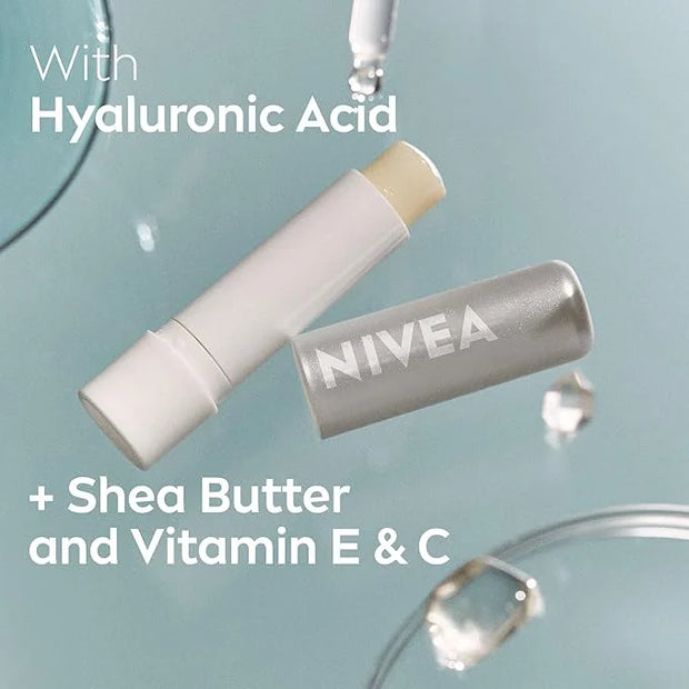 NIVEA Dewy Lip Balm with Hyaluronic Acid, Skin Care Gifts for Mom, Leaves Visibly Less Noticeable Lip Lines and No Waxy Fe...