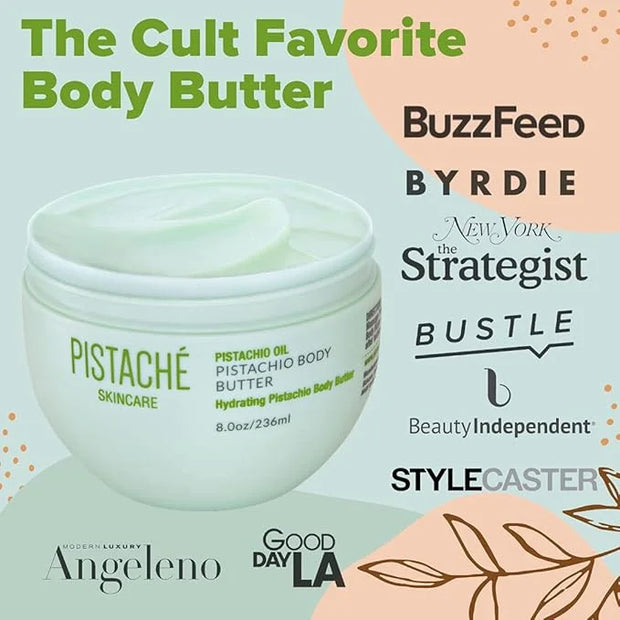 Pistaché Skincare Pistachio Oil Essential Body Care Trio Set + Whipped Body Butter + Hand Cream + Lip Balm + Moisturizing ...