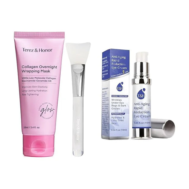 TEREZ & HONOR Rapid Reduction Under-Eye Cream & Collagen Overnight Wrapping Peel-Off Mask - Product Image