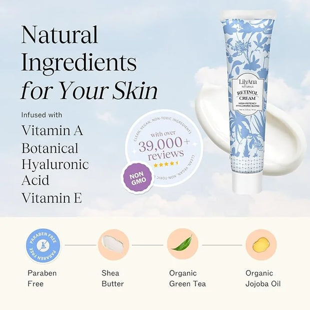LilyAna Naturals Anti Aging Retinol Face Cream for Women – Wrinkle & Neck Cream for Firming, Retinol Moisturizer for Face ...