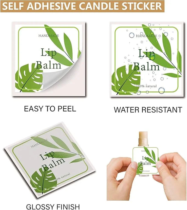 CRASPIRE Lip Balm Labels 80pcs Homemade Container（Leaves-Green）