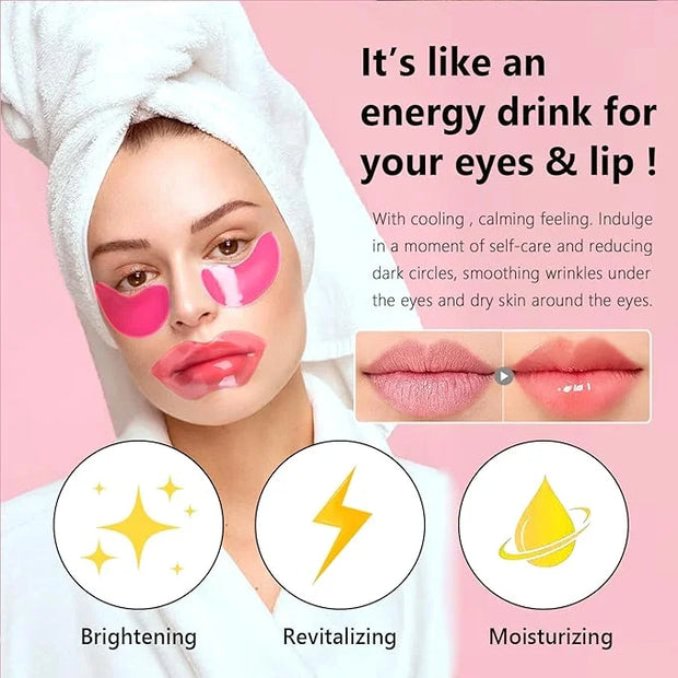 30 Pairs Eye Masks & Lip Masks, Crystal Collagen Under Eye Patches for Puffy Eyes, Moisturizing Lip Mask Pink Lip Pads for...
