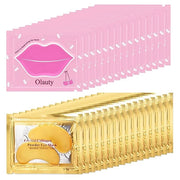 Miniling 30 Pairs Lip Mask & Eye Mask, Crystal Collagen Under Eye Patches for Puffy Eyes, Undereye Bags, Wrinkles, 24K Gol...