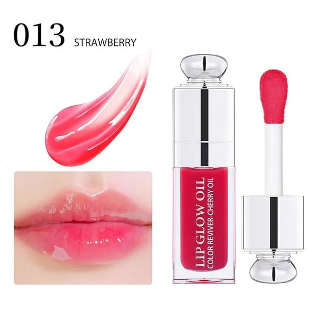 Hydrating Lip Glow Oil, Lip Oil Gloss Transparent Toot Tinted Nourishing Long Lasting Repairing Lightening Lip Lines (STRA...