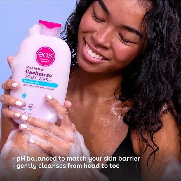 eos Shea Better Cashmere Body Wash, Fresh & Cozy, Moisturizing and Nourishing, pH Balanced Creamy Gel Formula, Paraben & P...