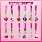 Barbie 12 Piece Plant Based Lip Gloss, Girls Party Favors, First Makeup Set for Girl, Perfect for Parties, Sleepovers, and...