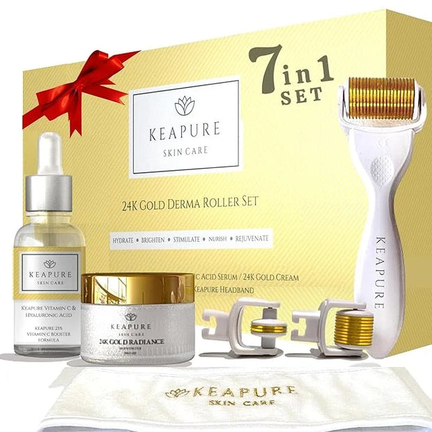 Derma Roller Kit for Face, Body, Stretch Marks - Skin Care Kit 540 Microneedle Roller Heads 180-Eyes, 600-Face,1200-Body |...