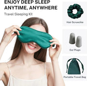 Silk Satin Sleeping Eye Mask, Dark Green Sleep Eye Mask Night Blindfold for Women and Men, Soft Breathable Blackout Eyesha...