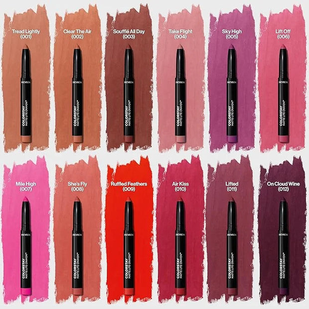 REVLON ColorStay Matte Lite Crayon Lipstick with Built-in Sharpener, Smudge-proof, Water-Resistant Non-Drying Lipcolor, 00...