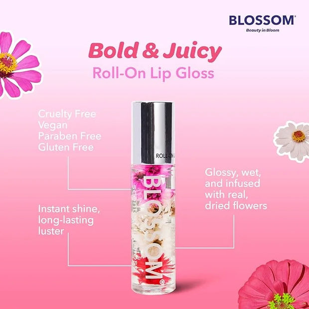 Blossom Scented Roll on Lip Gloss, Infused with Real Flowers, Made in USA, 0.40 fl oz, 2 pack, Cherry/Coconut - Product Image