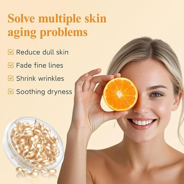 HKH Vitamin C Super Serum for Face - Anti Aging Vitamin E Facial Serum Capsules with Niacinamide, Vit C Serum Oil for Wome...