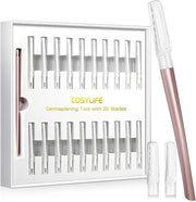 Dermaplaning Tool for Face Exfoliation, with 20 Replaceable Blades, Facial Shaver/Eyebrow Razor, Peach Fuzz Removal Eyebro...