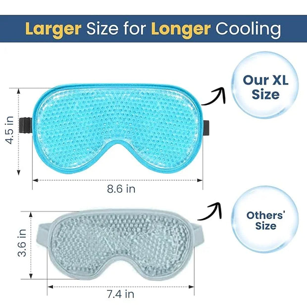 BeeVines Gel Eye Mask, 2 Pack XL Jumbo Size Cooling Ice Masks for Puffy Eyes for Men & Women, Cold & Warm Compress for Pos...