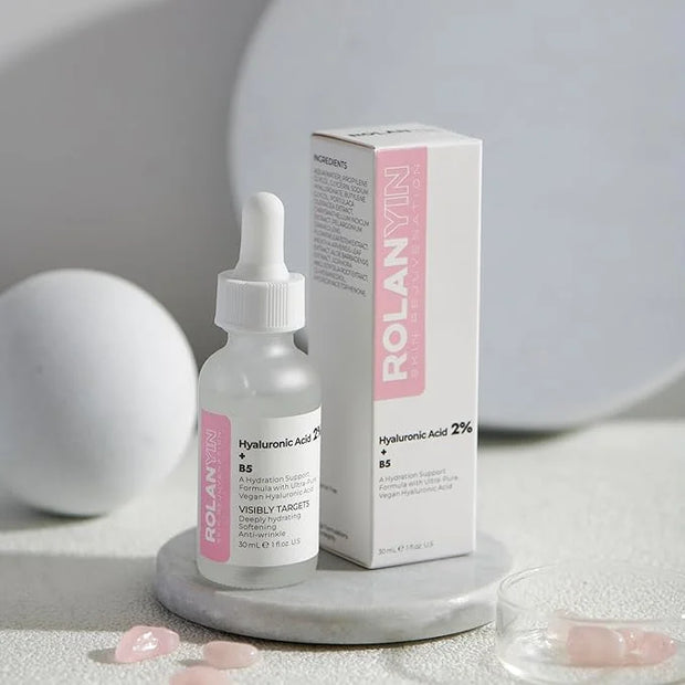 ROLANYIN Hyaluronic Acid 2% + Vitamin B5 Facial Serum for Intense Hydration Plumping and Nourishing Soothing Anti Aging Be...