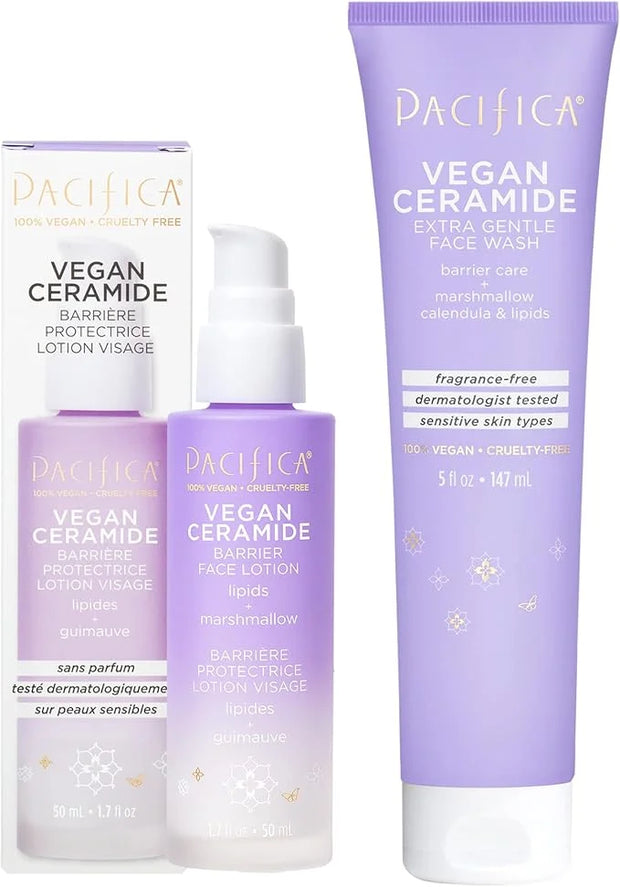 Pacifica Beauty, Vegan Ceramide Face Wash + Face Lotion Set, Cleanser, Moisturizer, Sensitive Skin, Dermatologist + Allerg...