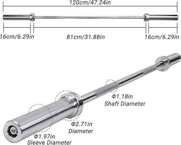 4ft Barbell Weight Bar Solid Steel Straight Weightlifting 2 Collars - Product Image
