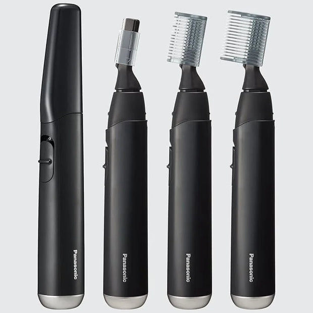 Panasonic Facial Hair Trimmer for Sensitive Skin, Unisex Detailer with Flexible Head, Gentle on Acne, Includes 2 Eyebrow A...