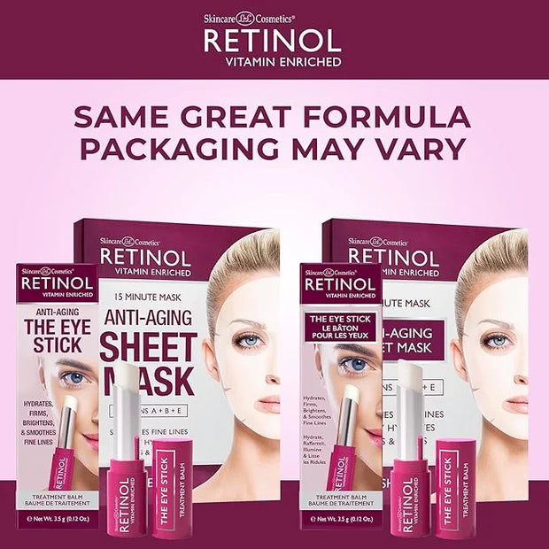 Retinol Anti-Aging Eye Stick – Hydrates, Firms, Brightens, and Smooths Fine Lines Anti-Aging Sheet Mask – Hydrating Vitami...