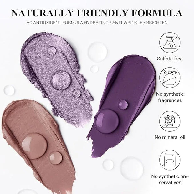 3PCS Cream Eyeshadow Stick Set,Pro Longwear Purple Eye Shadow Sticks Pencil Crayon-Grape Glam - Product Image