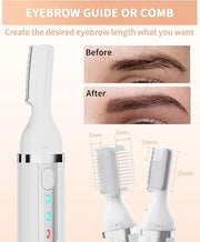 Eyebrow Trimmer, Electric Eyebrow Razor for Women Men, Rechargeable Painless LED Light Facial Hair Shaver Remover with Rin...