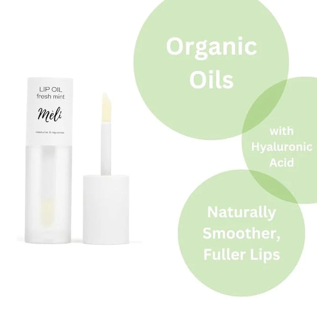 MÈLI Organic Lip Oil with Hyaluronic Acid | Clear Non-Sticky, Natural Lip Gloss, Moisturizing, Revitalizing and Rejuvenati...