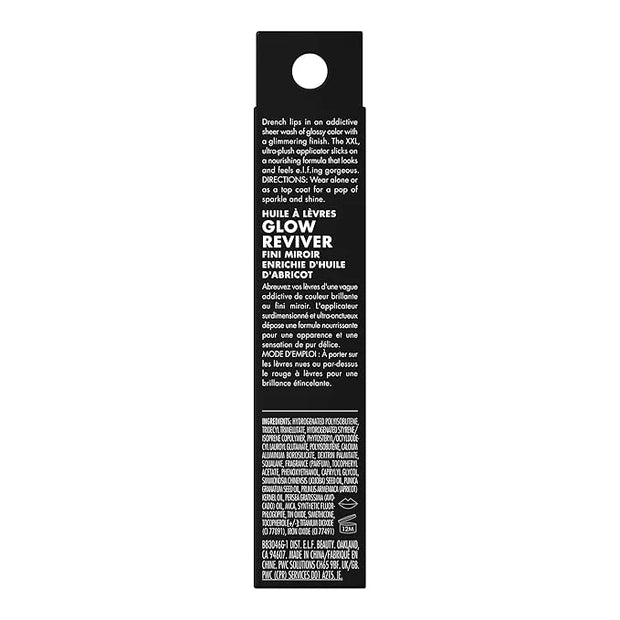 e.l.f. Glow Reviver Lip Oil, Nourishing and Hydrating with High-Shine Glimmer Finish & Sheer Wash Of Color, Minty Scent, N...