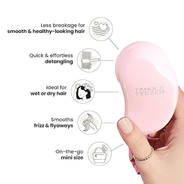 Tangle Teezer Original Detangler Brush, Dry & Wet Travel Size Mini Hair Brush, for Kids & All Hair Types, Millennial Pink ...