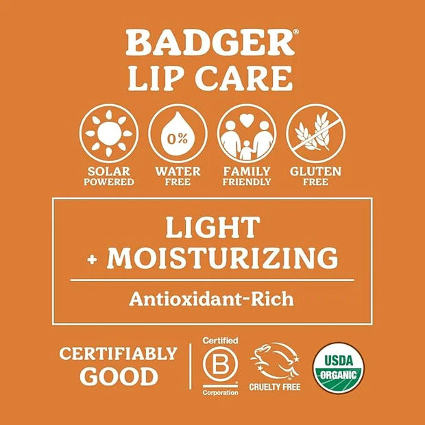 Badger Unscented Classic Lip Balm, 100% Organic Lip Balm for Sensitive Lips, Long Lasting Lip Moisturizer w/Light Silky Te...