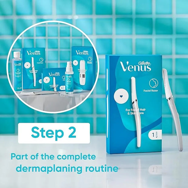 Gillette Venus Dermaplaning Tool, 2 Blade Refills, Exfoliating Face Razors for Women, Eyebrow and Facial Dermaplane Razor ...