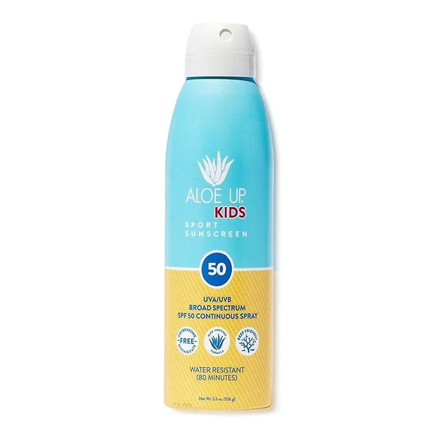 Aloe Up Kids Continuous Sport Sunscreen Spray SPF 50 - Broad Spectrum Sheer Face and Body Sunscreen Protector for Sensitiv...