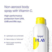 Supergoop! PLAY SPF 50 Antioxidant Body Mist w/Vitamin C, 6 fl oz - 2 Pack - Broad Spectrum Sunscreen Spray - Clean Ingred...