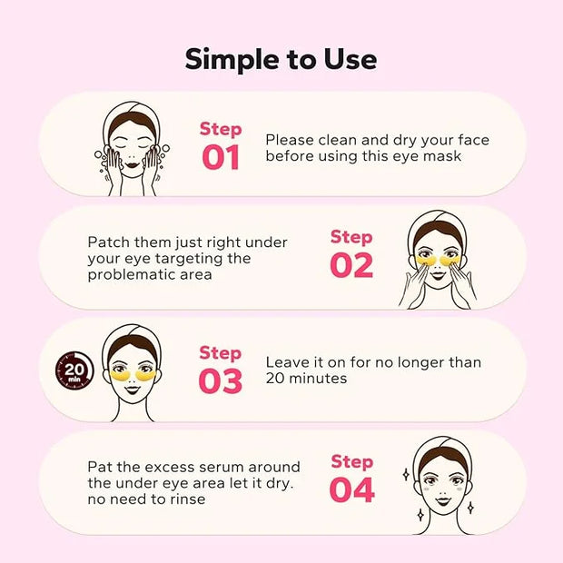 Komoko 25-Pairs 24K Gold Under Eye Patches, Skin Care, Golden Under Eye Mask Anti-Aging Collagen & Amino Acid, Eye Mask fo...