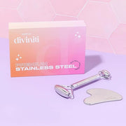 Stainless Steel Face Roller - Premium Gua Sha Facial Tools Stainless Steel GuaSha Tool and Face Roller Set - Gua Sha Stain...