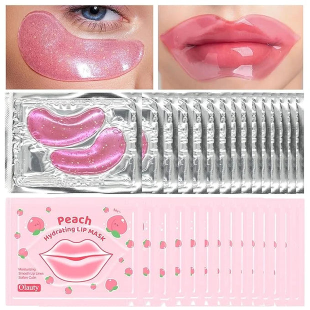 30 Pairs Lip Mask & Eye Mask,Under Eye Patches For Reducing Fine Lines & Dark Circles,Moisturizing Lip Spa Daily Labial Ma...