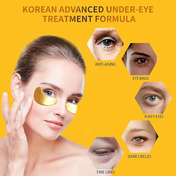 Under Eye Patches for Puffy Eyes Treatment 30 Pairs, 24K Gold Under Eye Masks for Dark Circles and Puffiness, Eye Gel Pads...
