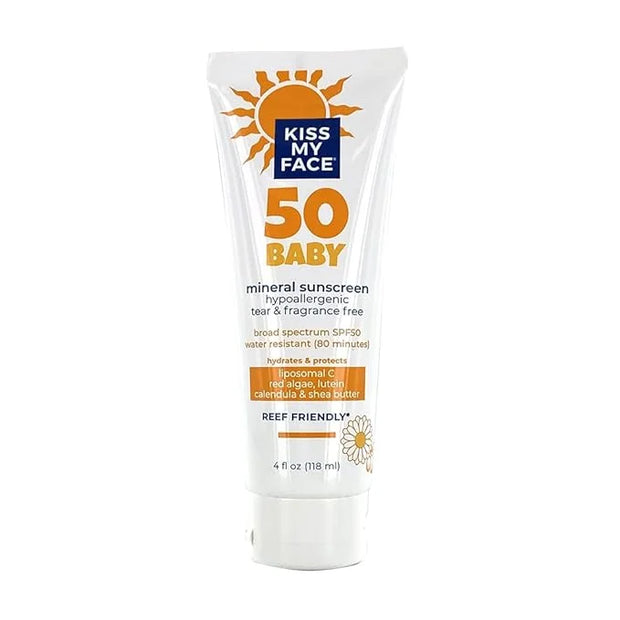 Kiss My Face Baby Sunscreen Lotion SPF 50 - Water-Resistant Sunscreen Mineral Lotion - Reef-Friendly & Cruelty-Free - Hypo...