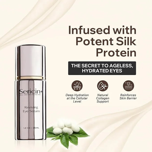 Sericin Reviving Eye Serum - Age Defying Eye Serums with Silk Protein to Smooth Fine Lines & Hydrate- Night Eyes Serums Re...