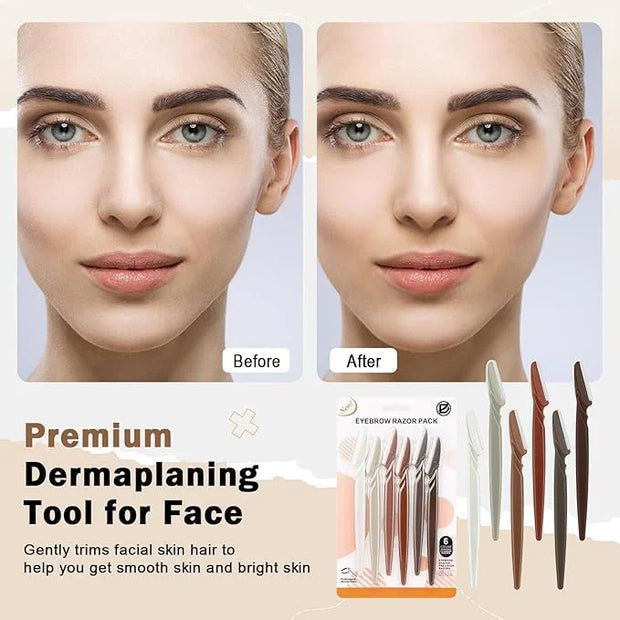 D Dermaplane Razor for Women Face - 6PCS Face Razors for Women - Eyebrow Razor with Precision Cover - Face Shaver for Men ...