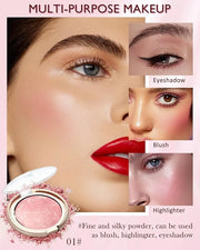 Baked Blush, Lighting Glow Marbleized Blush Powder Palette, Cruelty-Free Powder Blusher, Eyeshadow & Highlight for a Light...