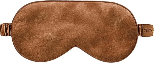 Grace & Company Silky Satin Eye Mask for Women - Premium Brown Satin Silk Sleep Mask - Hydrating, Ultra Soft & Lightweight...