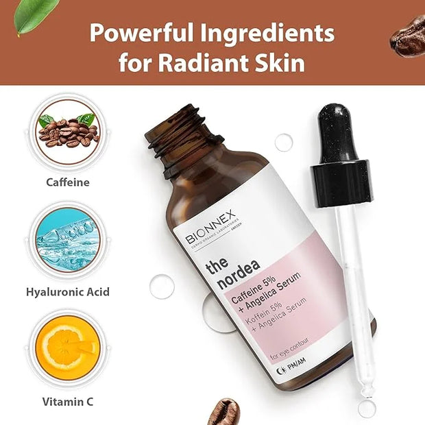 The nordea - 5% Caffeine Serum Angelica - Anti-Aging Eye Serum for Dark Circles, Puffiness and Wrinkles - Caffeine Eye Ser...