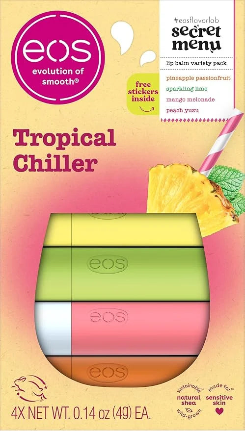 eos Flavor Lab Secret Menu Lip Balm Gift Set - Tropical Chiller, Limited-Edition, Moisturizing, Hydrating, Dry Lips, Varie...