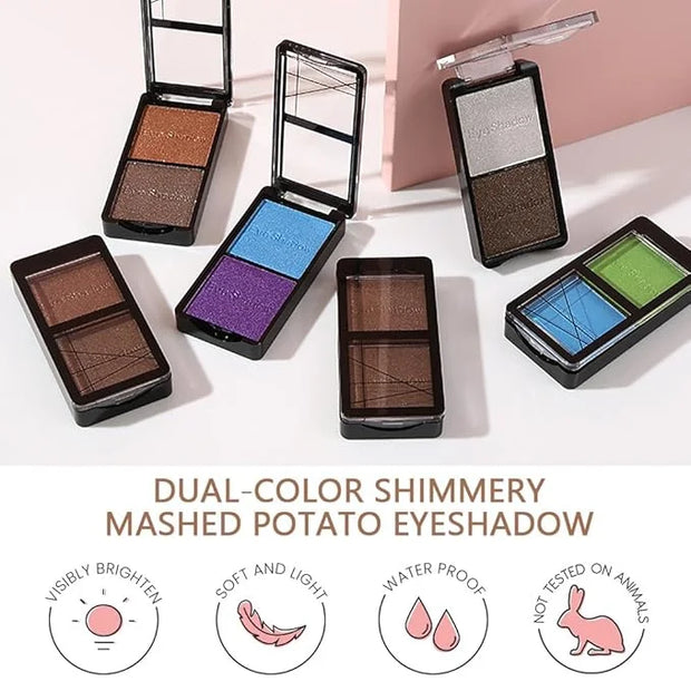 Double color eye shadow, Eyeshadows Creamy, high pigment eye makeup palette, matte shimmer metal eye shadow powder, Blenda...