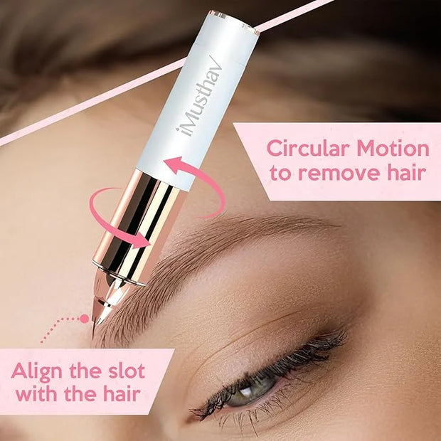 Mini Portable Painless Eyebrow Remover Trimmer for Women, Eyebrow Razor Epilator Pen,18K Gold-Plated Hypoallergenic Precis...