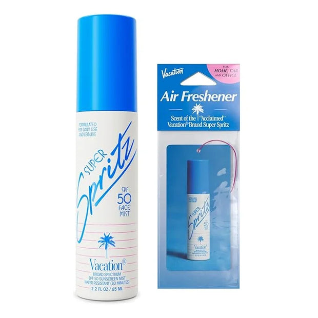 Vacation Super Spritz SPF 50 Sunscreen Face Mist + Air Freshener Bundle, Daily Face Sunscreen Spray, SPF Face Spray, Sunsc...