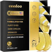 Under Eye Patches - 24 Pairs Gold Under Eye Mask for Puffy Eyes, Dark Circles, Eye Bags, Wrinkles, Collagen Eye Gels with ...