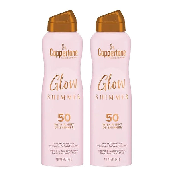Coppertone Glow with Shimmer Sunscreen Spray SPF 50, Water Resistant Spray Sunscreen, Broad Spectrum SPF 50 Sunscreen Pack...